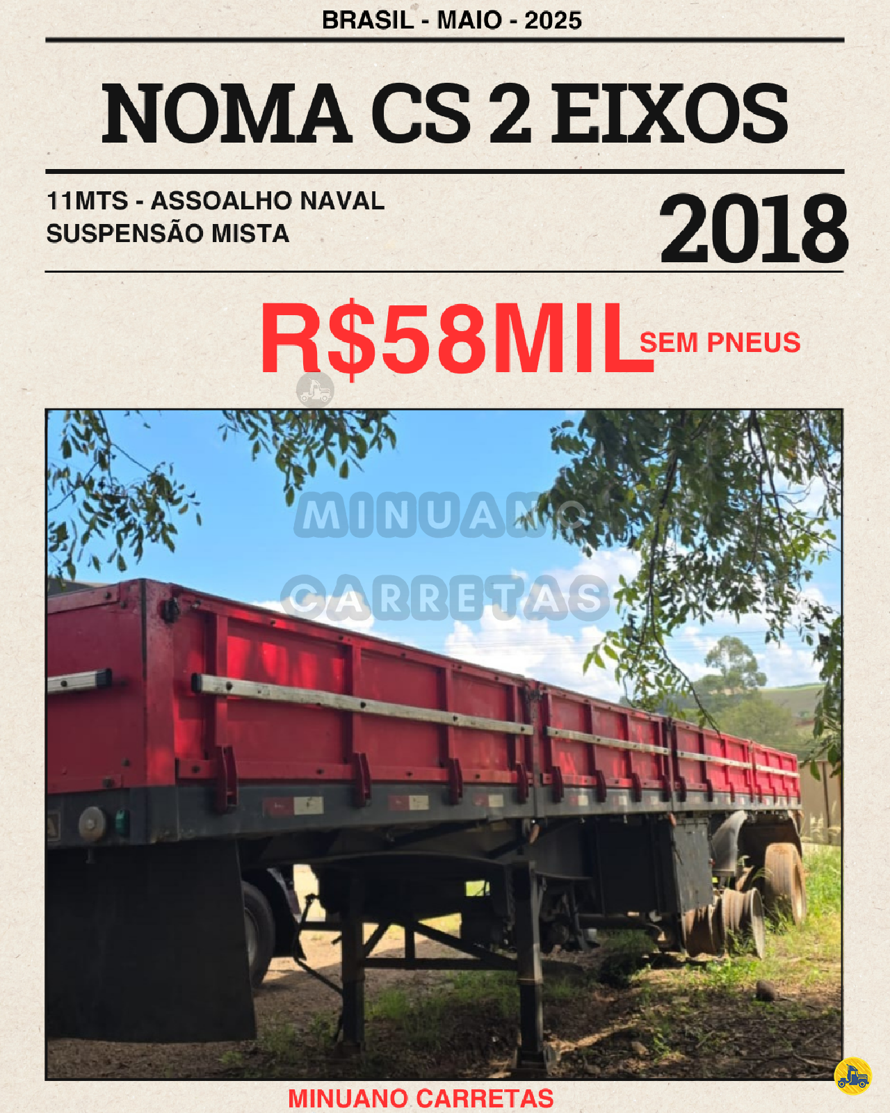 CARRETA SEMI-REBOQUE CARGA SECA Minuano Carretas VACARIA RIO GRANDE DO SUL RS